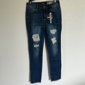 Dollhouse Distressed High Rise Skinny Blue Jeans Size 7/8